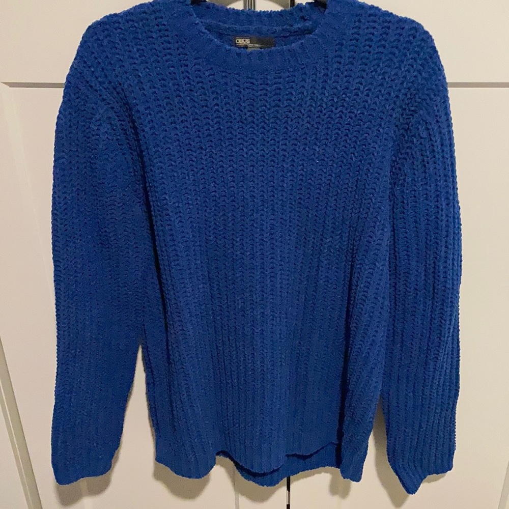 NWOT ASOS DESIGN Relaxed Fit Knitted Chenille Sweater Cobalt Blue XXL 2XL